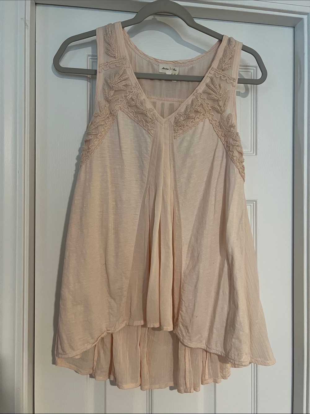 Anthropologie Meadow Rue Pale Blush Lace-Trim High-Low Tank Dress